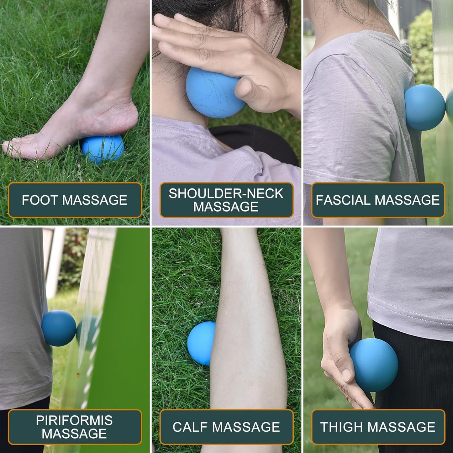 Skiennix Massage Lacrosse Balls - Myofascial Release & Deep Tissue Therapy | 2-Pack in Orange & Grey