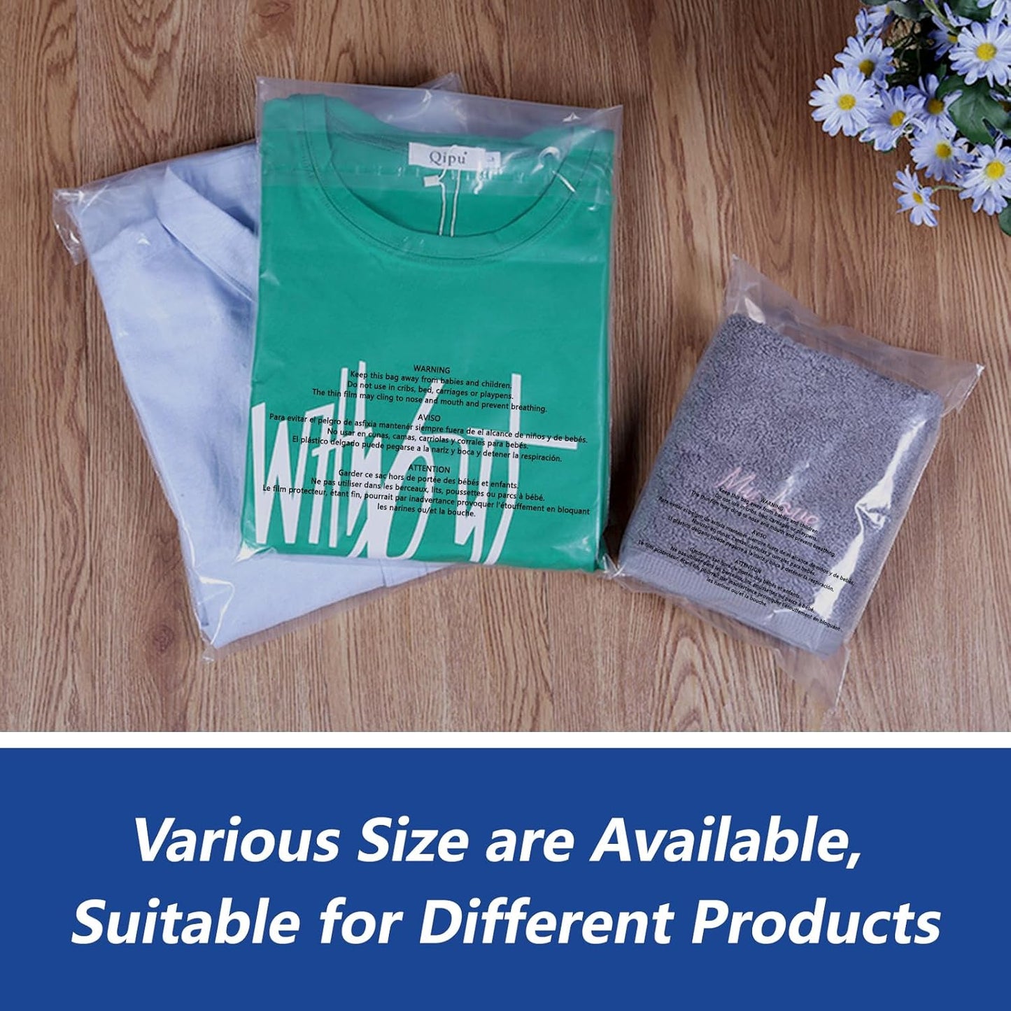 Skiennix Clear Poly Bags - Self-Seal 11" x 14" (1000 Count) with Suffocation Warning for Packaging Shirts & Clothing