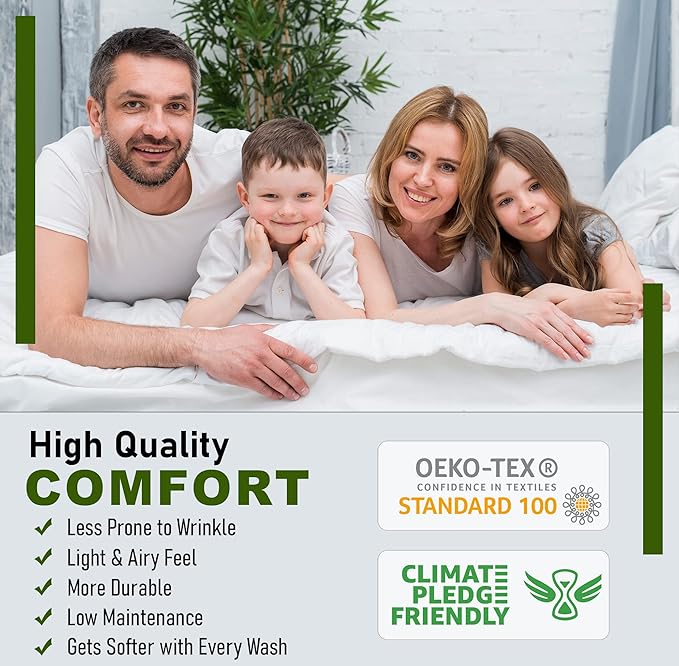 RUVANTI 100% Cotton King Size Sheets Set, 4 Pieces, Soft & Breathable Percale Weave Bedding, Deep Pocket 16", Hotel Standard, Crisp Cool Feel, Durable, Perfect Floral Bed Sheet, Monotones
