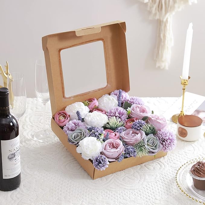 Artificial Flowers Combo, Fake Flowers for DIY Tables Centerpieces Baby Shower Bridal Shower Wedding Bouquet Arrangements Party Candle Holder Cake Decor Flower Home Decorations