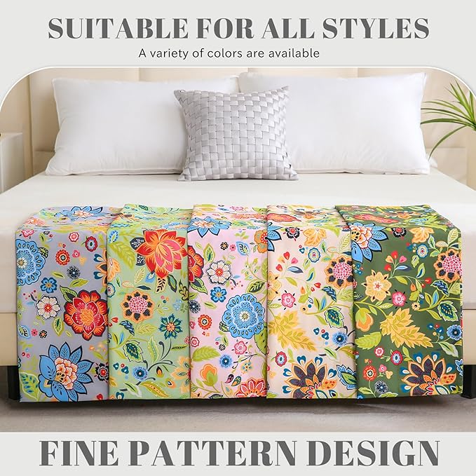 Bedlifes Full Sheet Set Ultra Soft, Breathable, Silky Flower Deep Pocket 100% Microfiber Bedding, 4 Piece Full Size with Floral Sage Green