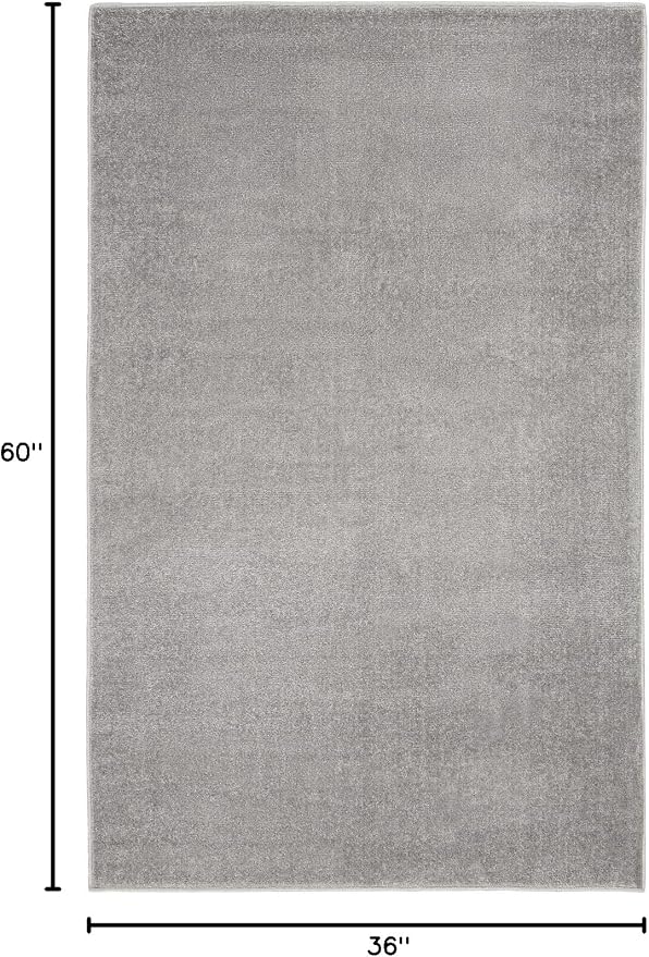 Nourison Home Nourison Essentials Silver Grey 3' x 5' Area Rug - Easy Clean, Non Shedding, Bed Room, Living Room, Dining Room, Kitchen (3' x 5')