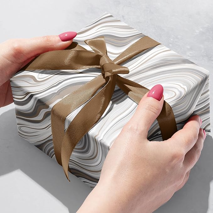 Jillson Roberts Bulk Gift Wrap, Everyday Gift Wrapping Supplies, Marbelized Silver, 1/2 Ream 417 feet x 24 inches