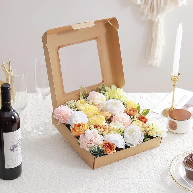 Artificial Flowers Combo, Fake Flowers for DIY Tables Centerpieces Baby Shower Bridal Shower Wedding Bouquet Arrangements Party Candle Holder Cake Decor Flower Home Decorations