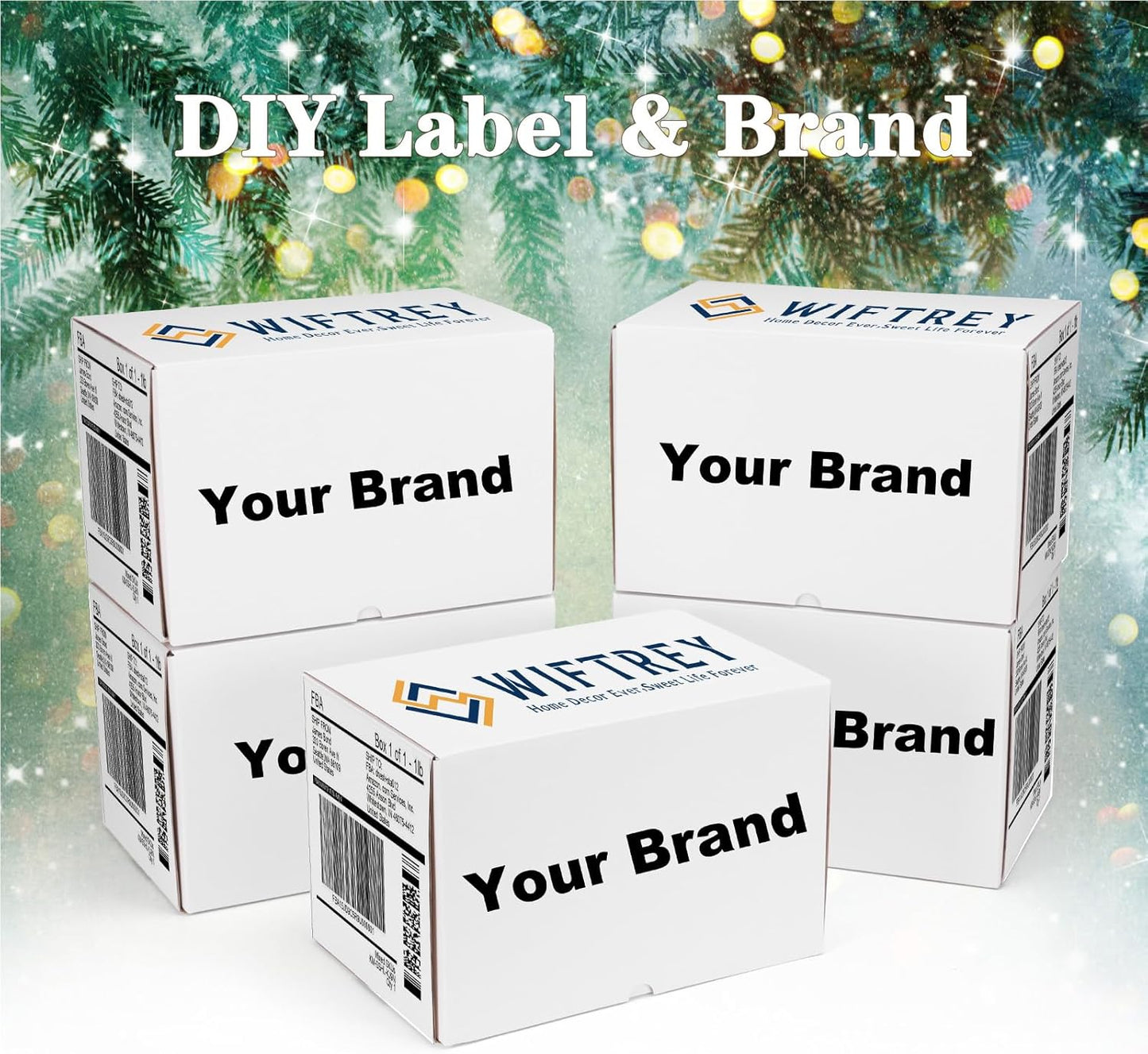 WIFTREY 12x10x6 Shipping Boxes - Set of 15 White Corrugated Cardboard Boxes for Small Business & Moving