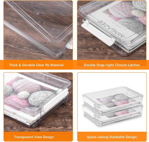 Clear Plastic Storage Box by [Brand Name] - Stackable Organizer for A4 Letter Files | 2-Pack