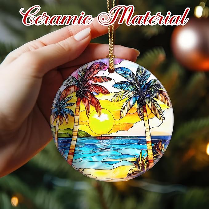 Christmas Ornaments: Christmas Tree Decorations, Beach Sunset Holiday Decor, Stocking Stuffers, Gift Ideas, Xmas Gift, Summer Vibes Gifts & Gifts for Beach Lover