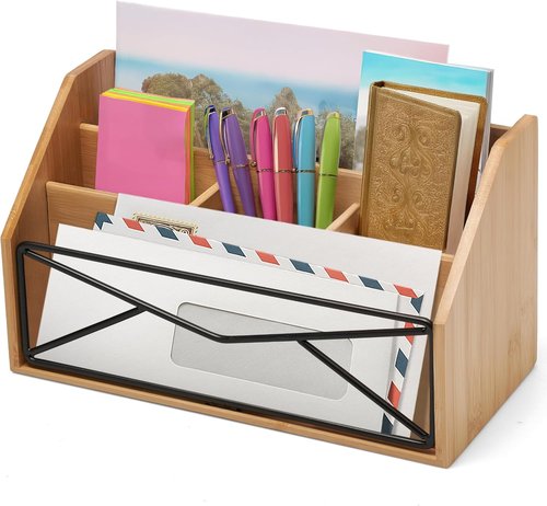 Prosumer's Choice Bamboo Desk Organizer - Natural Wooden Mail & File Storage for Home and Office