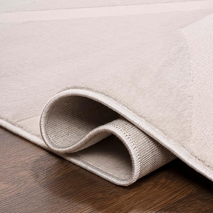 JONATHAN Y Sun Two-Tone High-Low Indoor Area Rug 5X8 White/Cream, Aelius MidCentury Scandinavian Abstract for Living Room, Bedroom, Kitchen, Easy-Cleaning, Pet-Friendly, Non-Shedding SND101B-5