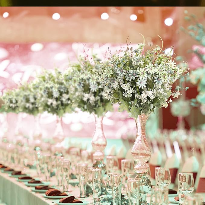 Artificial Flowers Wildflowers Silk Daisy Spring Fake Daisies Decoration Summer UV Resistant Colorful Mixed Bundles Faux Greenery Outdoor Plant Stem Filler for Home Decor Indoor Floral Arrangements