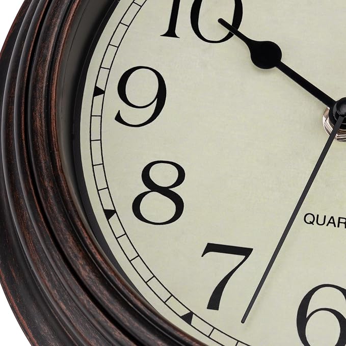 Foxtop 9 Inch Wall Clock Battery Operated Silent Non-Ticking Small Classic Vintage Retro Wall Clock Decorative for Kitchen Living Room Home Office (Bronze)