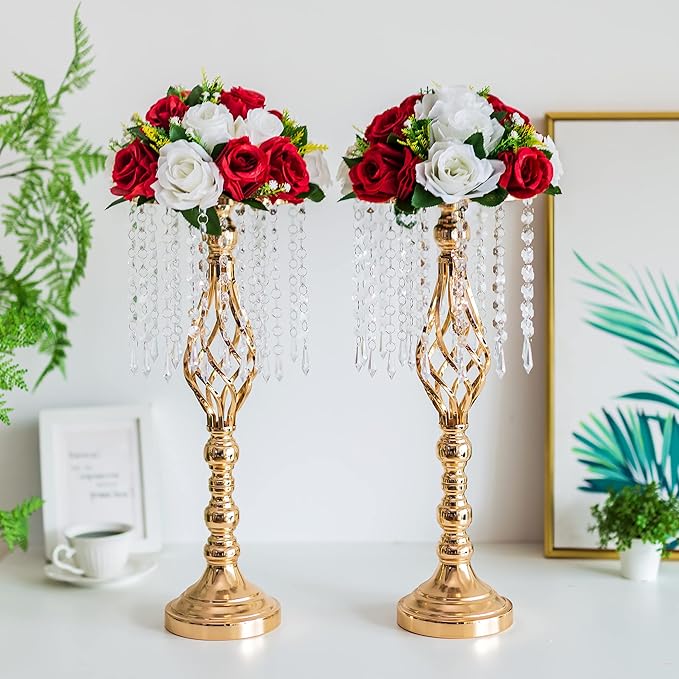Flower Centerpieces for Wedding Tables: Wedding Table Decorations Crimson&White Flower Balls Centerpieces for Engagement Cerebration Party Center Pieces 2 Packs