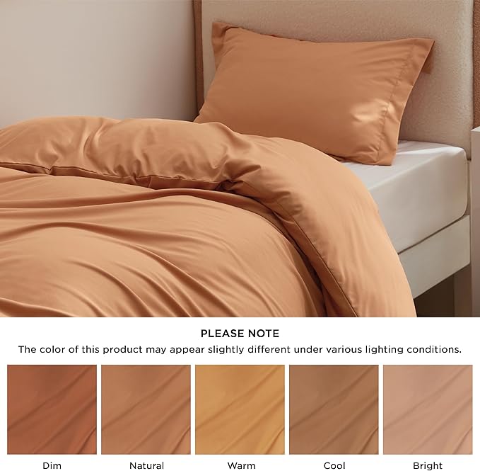 Bedsure Duvet Cover Twin/Twin XL Size - Soft Double Brushed Bedding Set for Kids & Adults, Zipper Closure, 2 Pieces, Includes 1 Duvet Cover (68"x90") & 1 Pillow Sham, NO Comforter, Burnt Orange