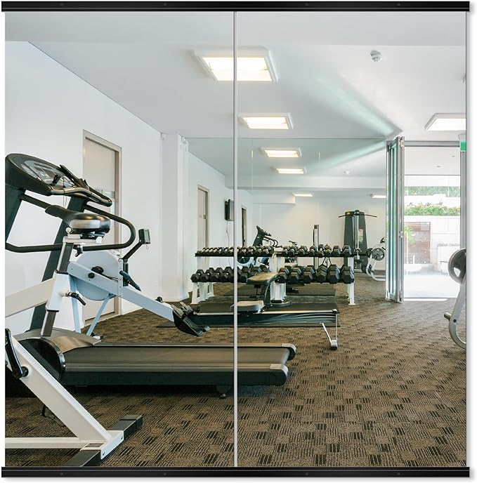 Delma Home Gym Mirror, 50''x25''x2PCS Black Wall Mounted Large Frameless Tempered Glass Wall Mirror for Home Gym, Garage, Bedroom, Bathroom