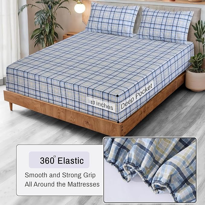 RUVANTI 100% Organic Cotton Sheets California King, Percale Weave, GOTS Certified, 4-Piece Set, Deep Pocket 13", Crisp & Breathable, Soft Durable Bedding, Sábanas Algodón Orgánico – Pastel Print