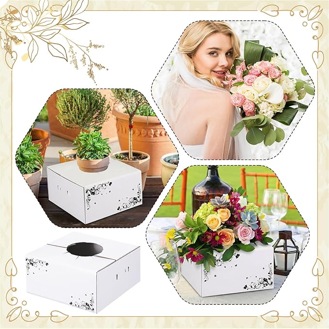 10 Pcs Cardboard Delivery Boxes 8'' x 8'' x 4'' Flower Delivery Box Vase Cases Cardboard for Bouquet Arrangements Florist Package
