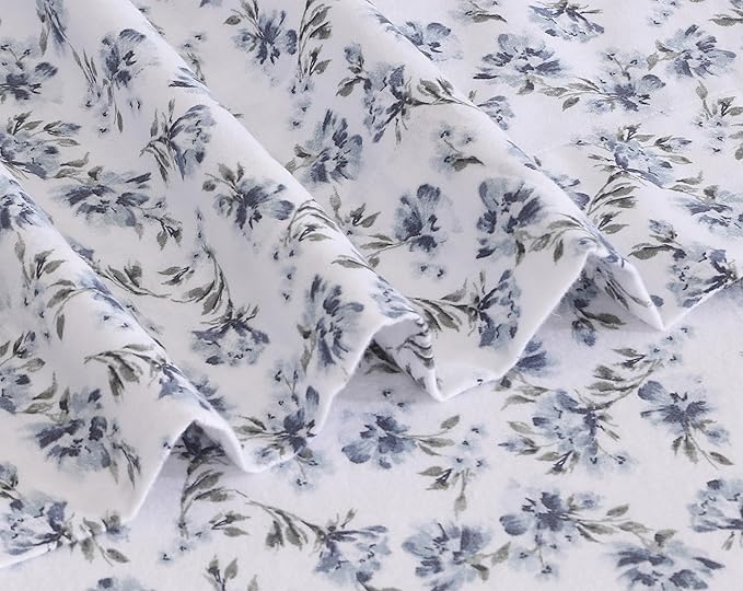RUVANTI Flannel Sheets King Size - 100% Cotton Brushed King Size Sheets Set - Deep Pockets 16 Inches Bed Sheets - All Seasons Breathable & Extra Soft - Warm & Cozy, 4 Piece, Perri Me