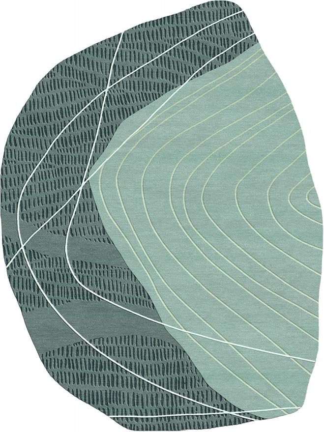 Sage Green Modern Abstract Geometric Stripes Irregular Rug for Living Room Bedroom Home Office Faux Wool Pet Friendly Carpet 6x8 Boho Chic Playroom Nursery Indoor Washable Durable Runner Mats