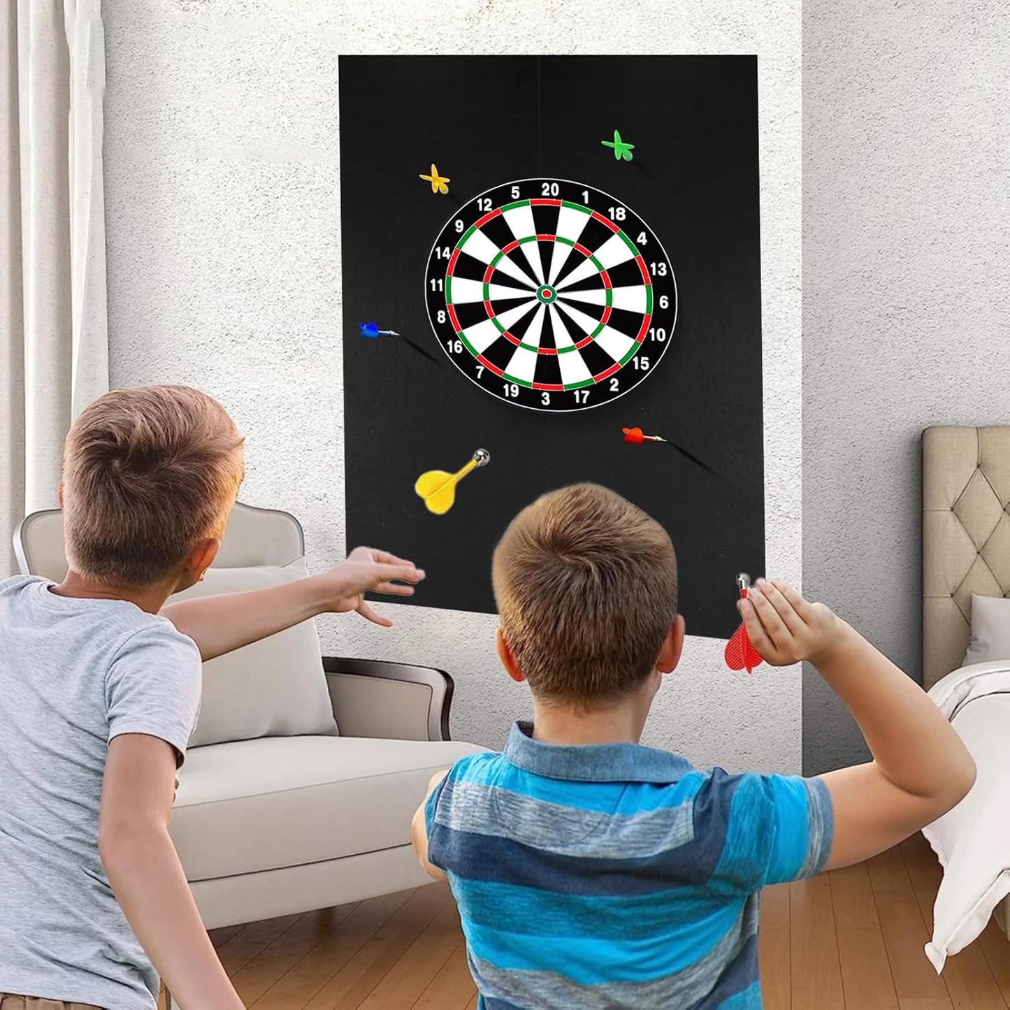Skiennix Dart Board Wall Protectors - Black Felt Tiles for Cork Dartboard Backing | 36" H x 25" W x 0.5" Thick