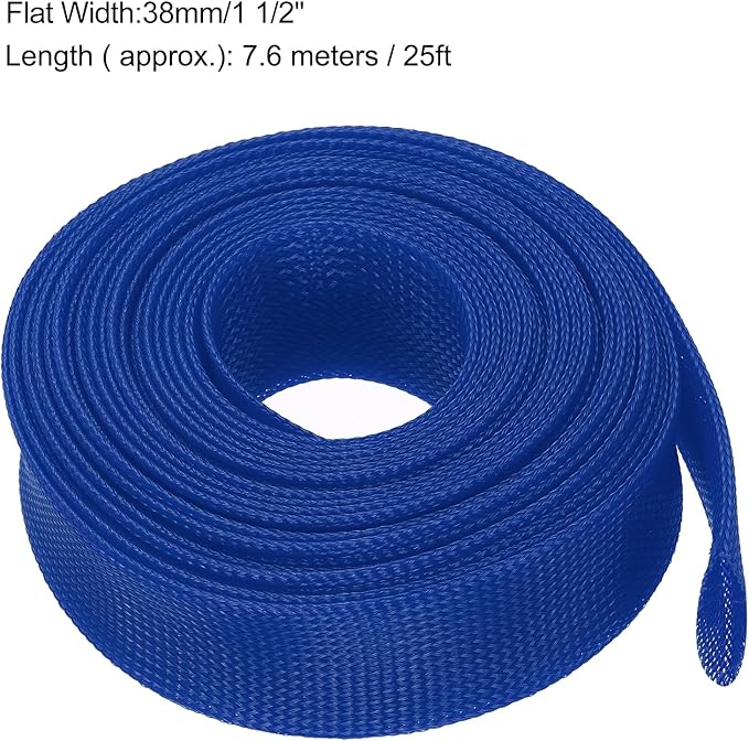 uxcell Expandable Sleeving, 1 1/2-inch 25ft Cable Sleeve, Blue