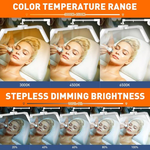 KIRKAS LED Half Moon Floor Lamp - Adjustable Brightness Esthetician Light with Rolling Base & Phone Holder | Craft White