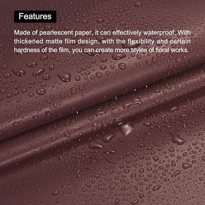 MECCANIXITY Set of 20 Flower Wrapping Paper 22.8x22.8 Inch Waterproof Florists Wrapping Paper for Florist Bouquet Supplies, DIY Crafts, Gift/Gift Box Packaging Dark red