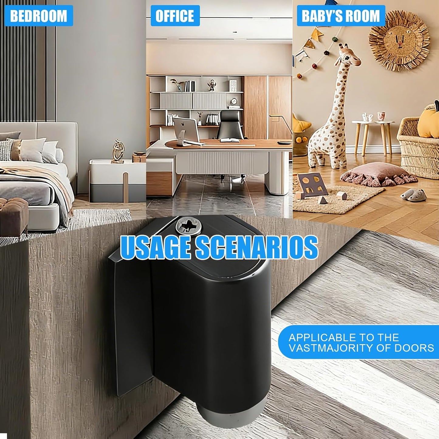 Skiennix Door Wedge Stopper - Heavy-Duty Magnetic Doorstop for No-Drill Installation | Invisible Design