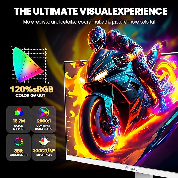 CRUA 27” Gaming Monitor, IPS UHD 3840x2160 4K 160Hz / FHD 320Hz Dual Mode White Computer Monitor, Rotating/Pivot & Height-Adjustable, AMD FreeSync, Built-in Speakers, PIP/PBP, HDMI 2.1 & DP 1.4