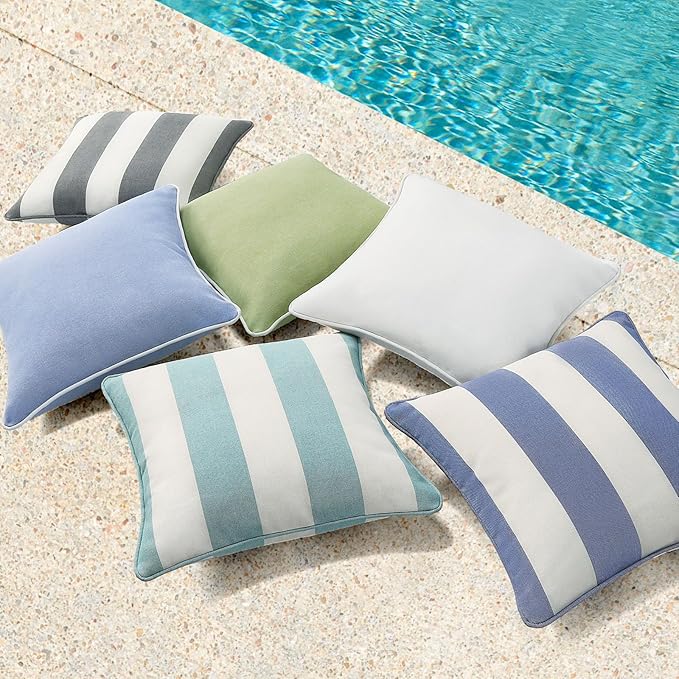 Unimatta Decorative Outdoor Water Repellent Throw Pillows with Inserts, Set of 4, 20" x20" Pillows for Patio, Backyard, Bed, Couch, and Patio Furniture, Linen