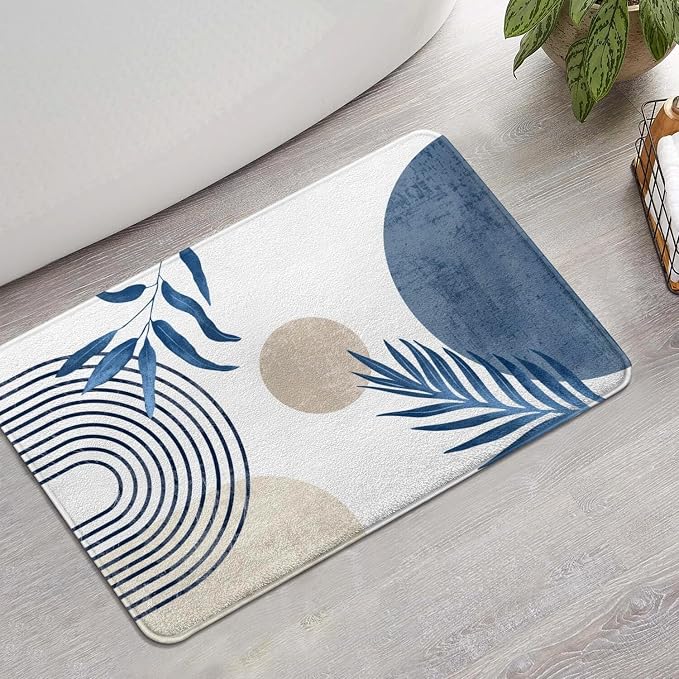 Bathroom Rugs Non-Slip Boho Bath Mat, Small Cute Bath Mat Soft Washable Bathmat Shower Rug for Bathtub Boho Decor