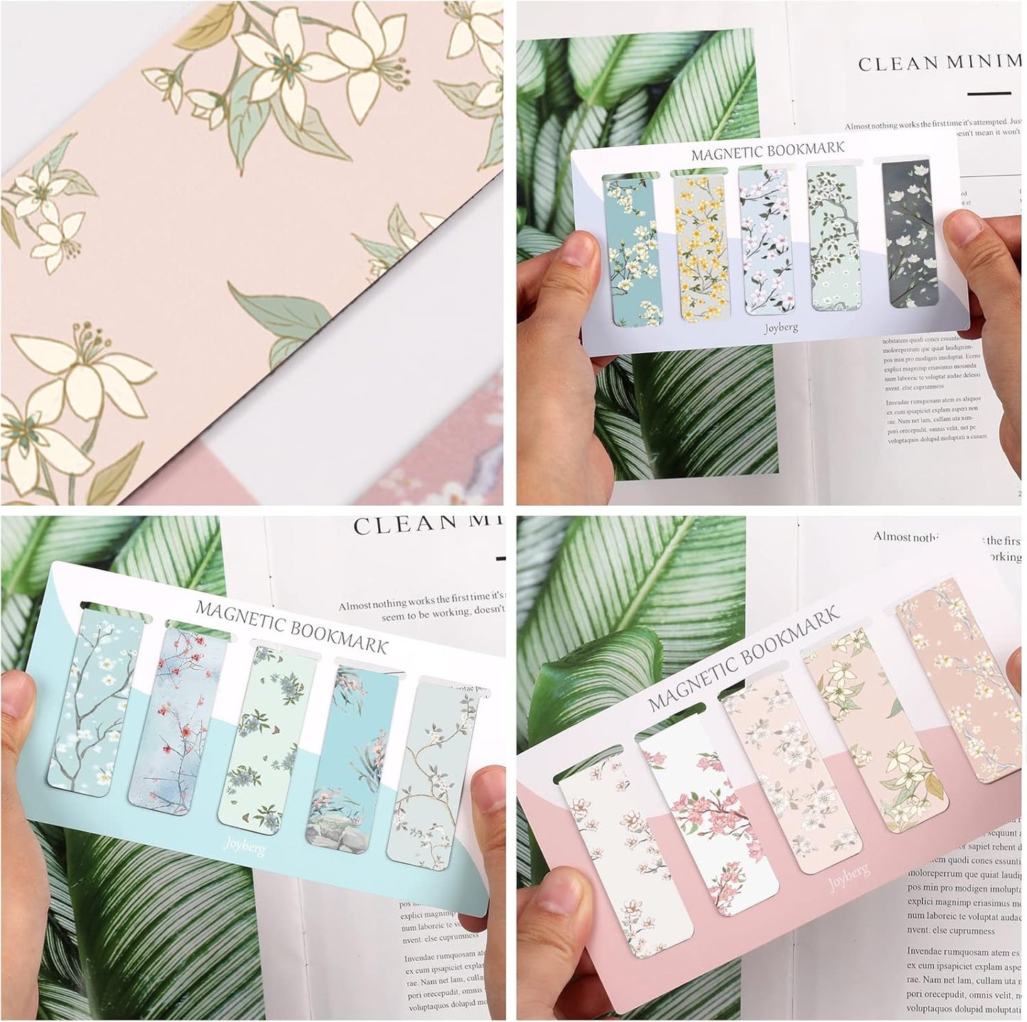Skiennix Magnetic Bookmarks - 15 Floral Page Markers for Women, Students & Teachers