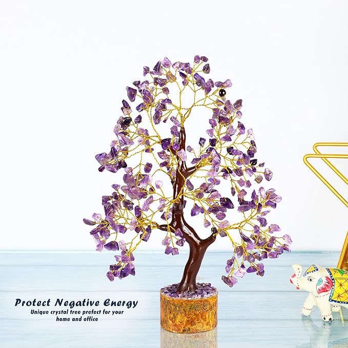 YATHABI Amethyst Crystals Tree - Wealth Stones and Crystal - Gemstone for Positive Energy - Purple Tree - Spiritual Gift - Chakra Decor