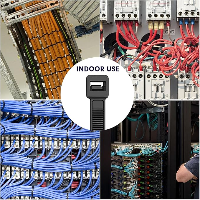 Zip Ties Assorted Sizes, RAZCC 400 Pack (8+12+14+18Inch) Black Cable Ties, Self-Locking Plastic Wire Ties with 100lb Tensile Strength, Black Nylon Zip Ties for Indoor and Outdoor