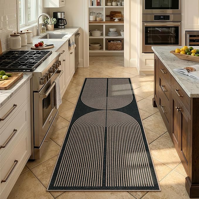 Lahome Enfys Modern Rainbow Hallway Runner Rug, 2x6 Washable Easy Jute Rugs for Entryway Kitchen Farmhouse Indoor Outdoor Carpet, Non Slip Runner for Porch Bedroom Laundry Front Door
