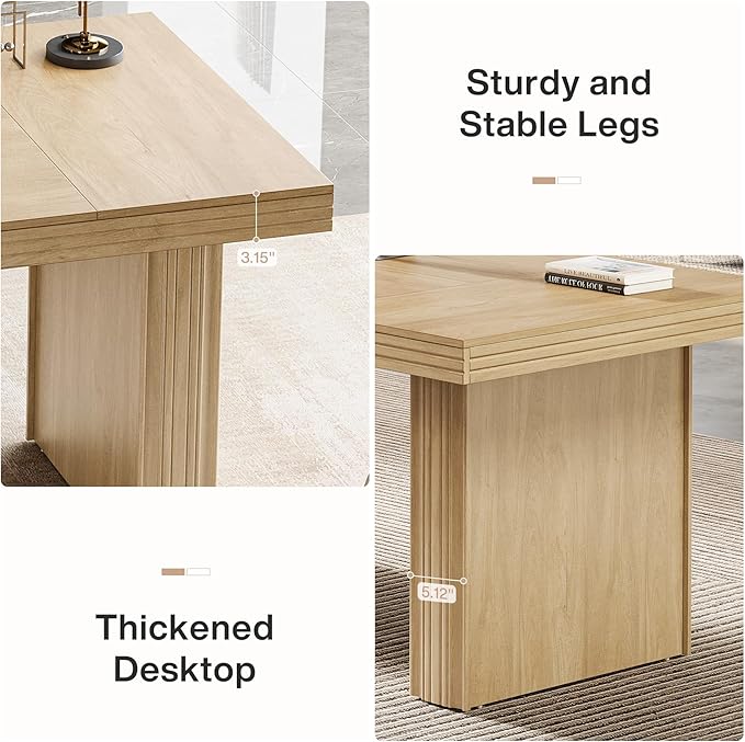 Tribesigns 63" Executive Desk, Modern Executive Office Desk with Thickened Desktop and Heavy-Duty Legs, Wood Writing Workstation Study Table Conference Table for Office, Natural