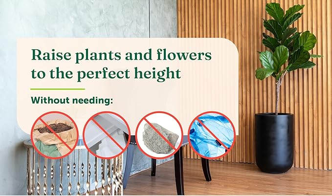 Short Tapered Plant Riser Fill Bottom of Tall Flower Pots and Large Plant Containers | Indoor and Outdoor (7-10” Rise, 6" Base, 10" Top)
