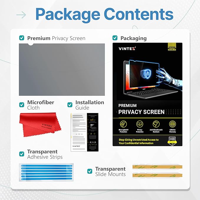 VINTEZ [2 Pack] 14 Inch 16:9 Privacy Screen for Computer Monitor and Laptop - Anti Glare Protector Film Blue Light Filter Eye Protection - Computer Screen Privacy Shield