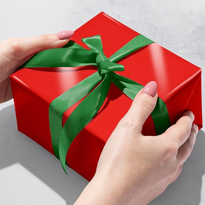 Jillson Roberts Solid Gift Wrap, Red Gloss (8 Rolls 5 feet x 30 inches)