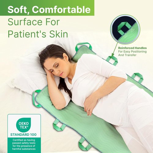 Skiennix Absorbent Bed Pads for Elderly - Washable Waterproof Incontinence Sheets 34"x52" | 8 Handles for Easy Mobility