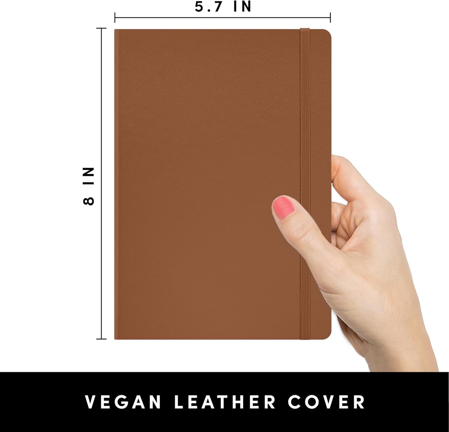 **Paperage Lined Journal Notebook - Medium 5.6" x 8" Cognac | 160 Pages with 100 GSM Thick Paper**