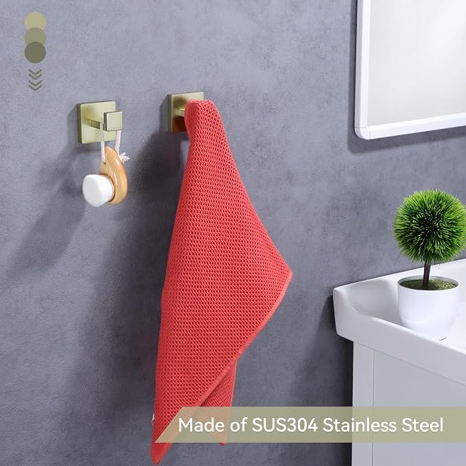 LANC Gold Towel Hook for Bathroom Wall Hook, Brushed Gold Heavy Duty Hand Towel Hanger Coat Hook, SUS304 Stainless Steel for Bathroom Hardware Robe Hook, Wall Mounted, A8805BG