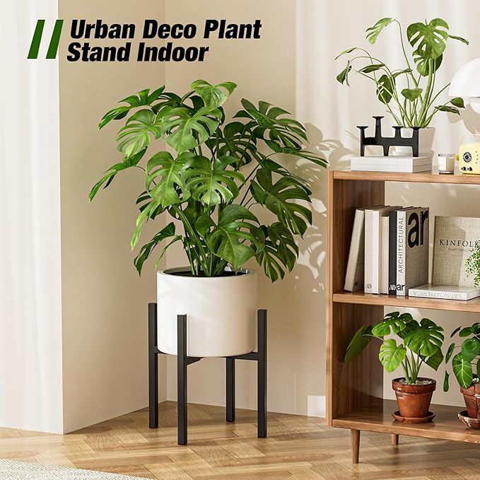 Urban Deco Adjustable Metal Plant Stand Outdoor & Indoor Planter With Stand Fits for 8-14 Inch Plant Holder Mid Century Modern Flower Stand Corner Outdoor Plant Stands for Patio (8-14inch 2PK)