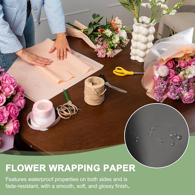 PATIKIL Flower Gift Wrapping Paper, 20 Sheets White Edge Waterproof Bouquet Papers Wrap Florist Supplies Packaging Floral Papers for Wedding DIY Craft Valentine Mother's Day, Black