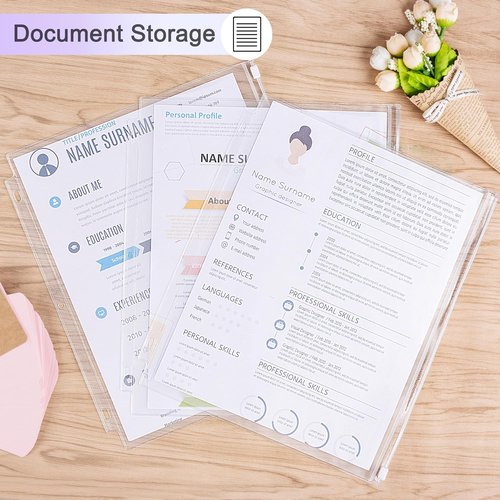 Antner 8-Pack Clear Binder Pockets - Waterproof PVC Document Organizers for 3-Ring Binders