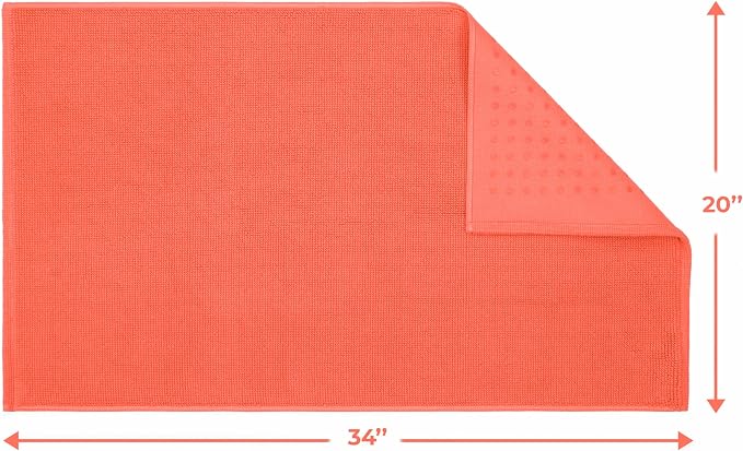 Cotton Paradise 100% Cotton Turkish Bathmat Rug, Soft Absorbent Quick Dry Non Slip, 20x34 Bathmat Rug, Coral