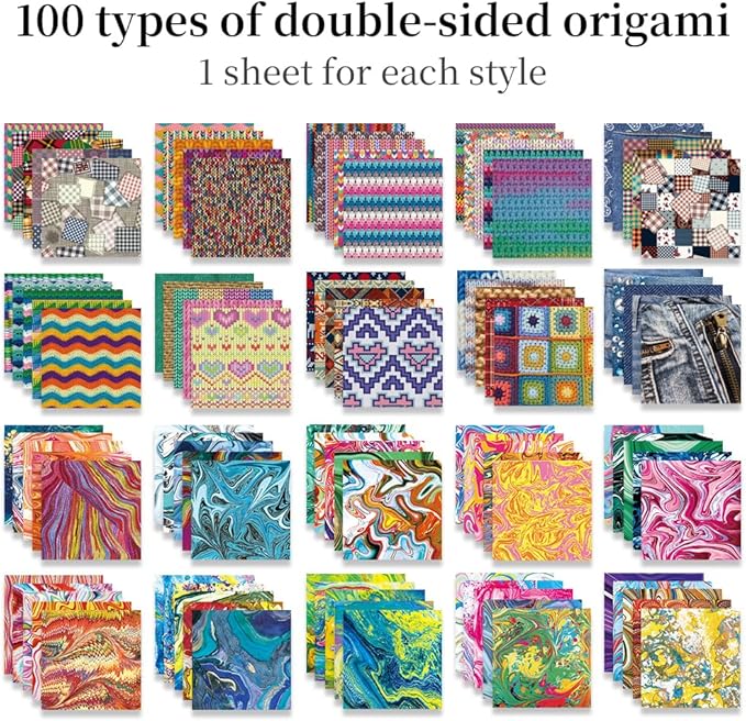 Origami Paper Kit Dobule Sided 100 Sheets 100 Colors 6 Inch Japanese Chiyo Square Easy Fold Arts Crafts DIY Handwork Origami Papers Cloth Rock Color