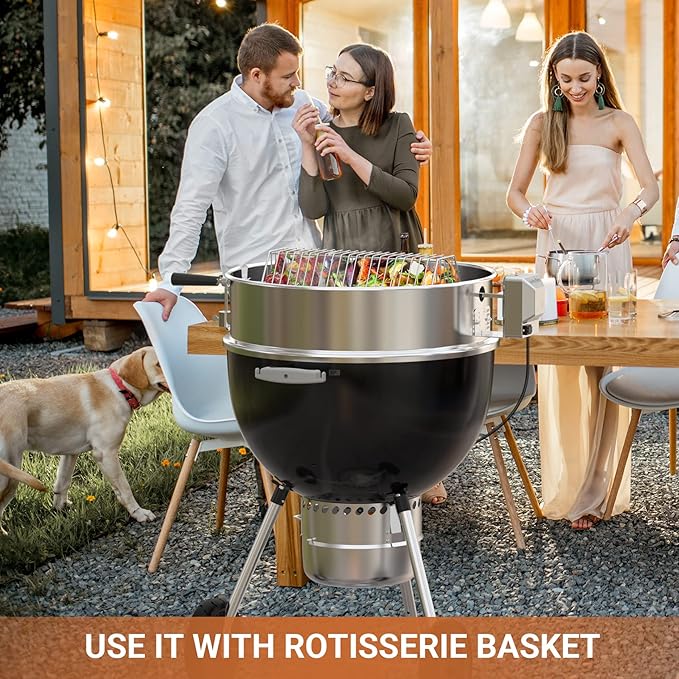 Onlyfire Stainless Steel Rotisserie Ring Kit Barbecue Accessories for Weber 22" Kettle Grill and Other Similar Size Grills