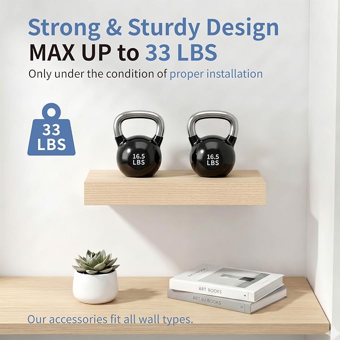 Floating Shelves for Wall, Bathroom Shelves Over Toilet, Wall Shelves & Book Shelf for Room, Hanging Shelf, Modern Wooden Wall-Mounted Small Floating Shelves, 12x7x1.5 in (Oak, Set of 2)