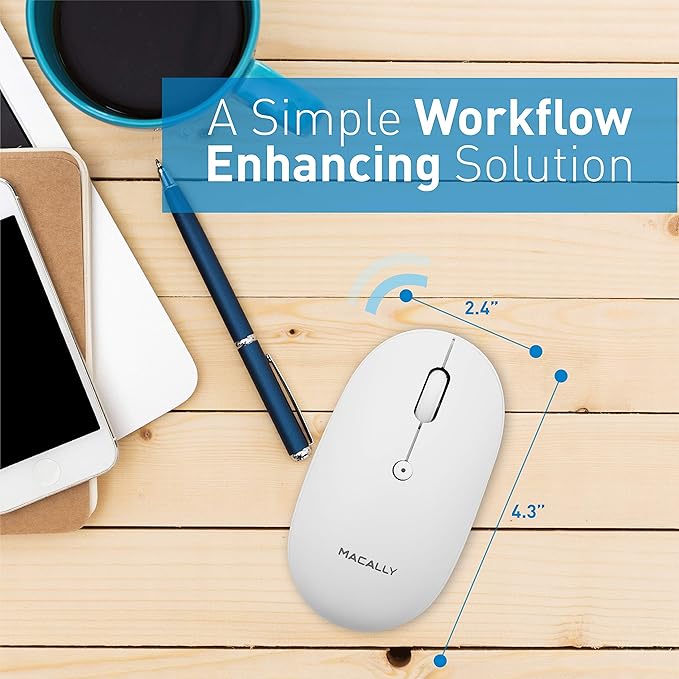 Macally Wireless Bluetooth Rechargeable Mouse and a Wireless Bluetooth Keyboard for Mac & PC, Classic Apple Essentials