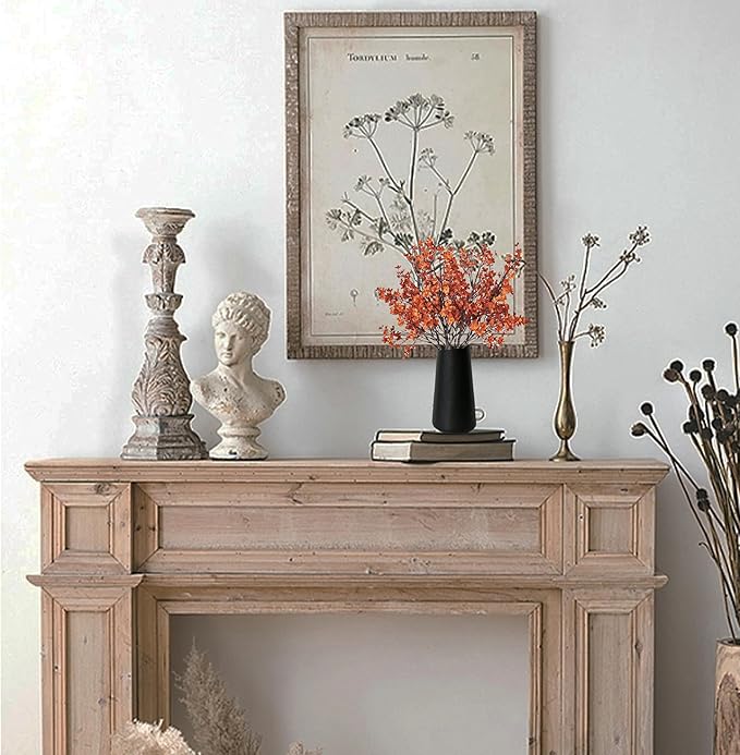 Mandy's Burnt Orange Artificial Baby’s Breath European Flowers 15 Bundles Silk Gypsophila with Bendable Stems for Fall Thanksgiving & Christmas Centerpiece Wedding Decor and Table Arrangements